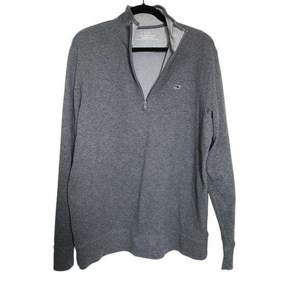 Vineyard Vines Men 1/4 Zip Pullover Sweater Long Sleeve Cotton Dark Gray Large - Picture 1 of 4